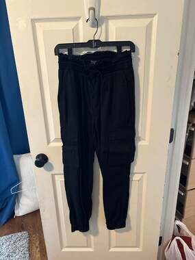 Abercrombie & Fitch Black Paperbag Waist Cargo Jogger Pants